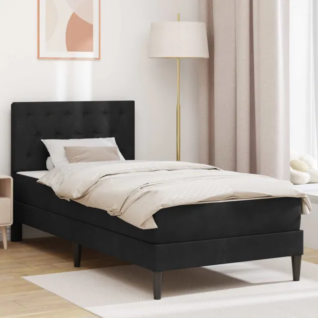 vidaXL Bedframe met matras Zwart 80 x 200 cm fluweel