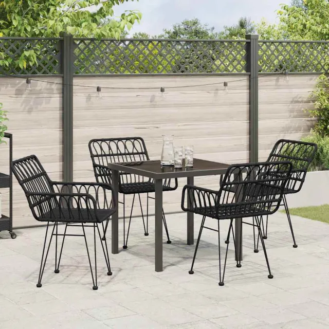 vidaXL Tuin eettafelset 5 st Zwart Gepoedercoat staal, foto 2