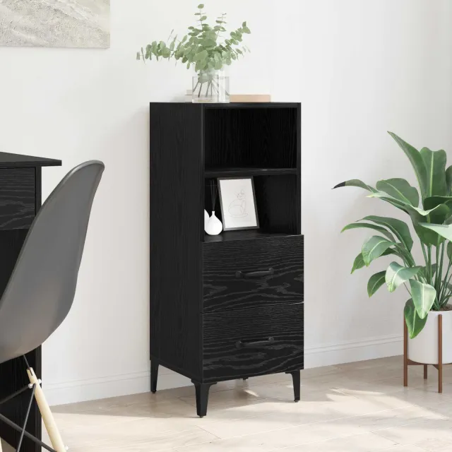 vidaXL Dressoir Zwart eiken 34 x 34.5 x 90 cm Bewerkt hout, foto 2