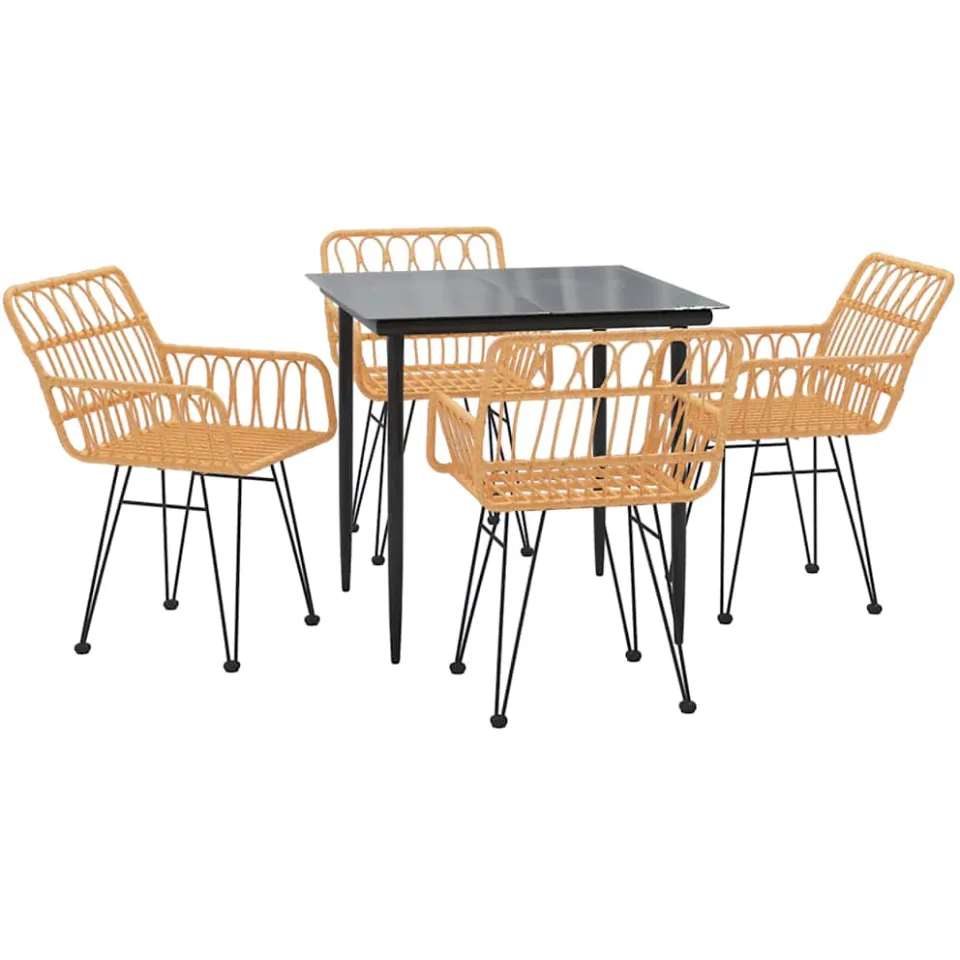vidaXL 5-delige Tuinset poly rattan Bruin