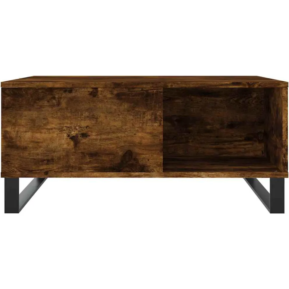 vidaXL Salontafel 80x80x36,5 cm bewerkt hout gerookt eikenkleurig