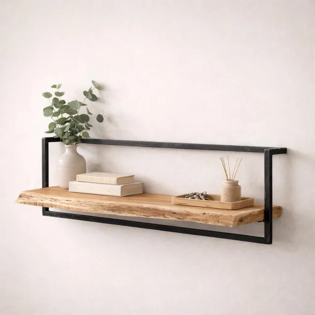 Dimehouse DH Interior Wandplank Massief Acacia hout - diverse afmetingen - Aberdeen 40 x 25 x 30 cm - Hout - Massief acacia - Industrieel - 40 x 25 x 30 cm