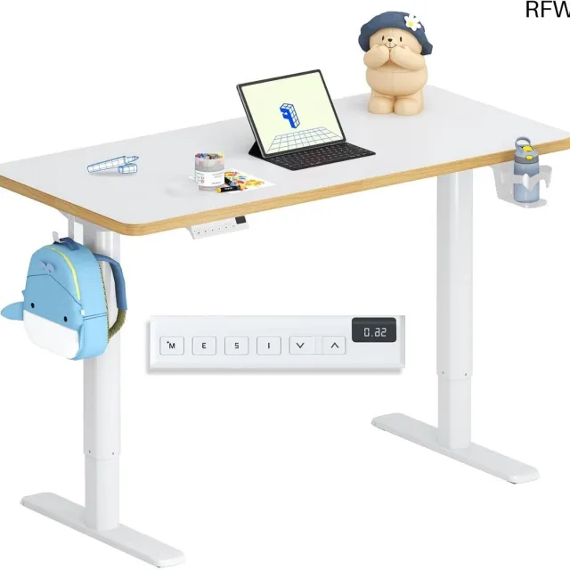 RFWR Ergonomisch Kinderbureau, Elektrisch In Hoogte Verstelbaar Met Geheugenfuncties Wit