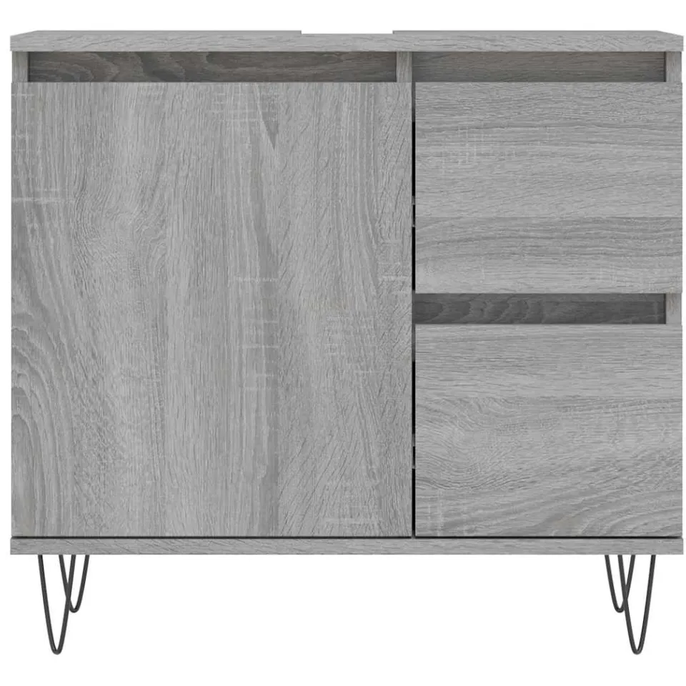vidaXL Badkamerkast 65x33x60 cm bewerkt hout grijs sonoma eikenkleurig, foto 4