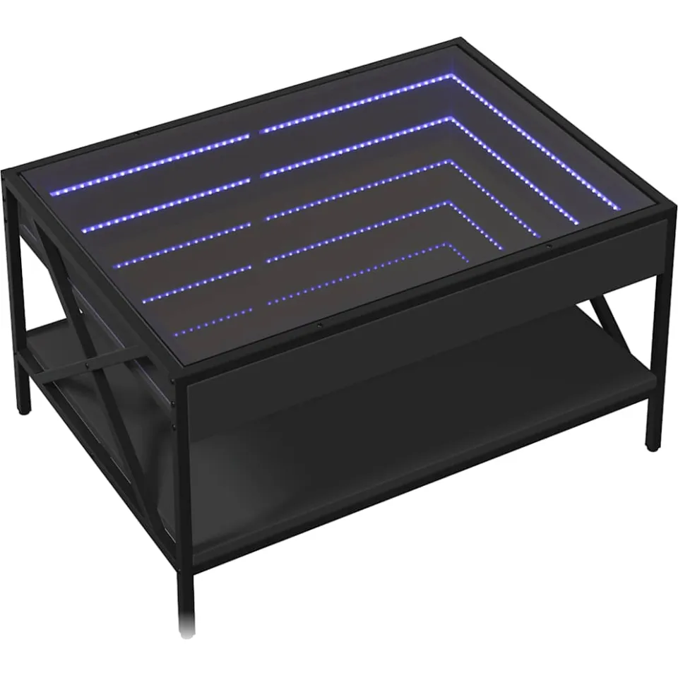 vidaXL Salontafel met Infinity LED 70x50x38 cm zwart