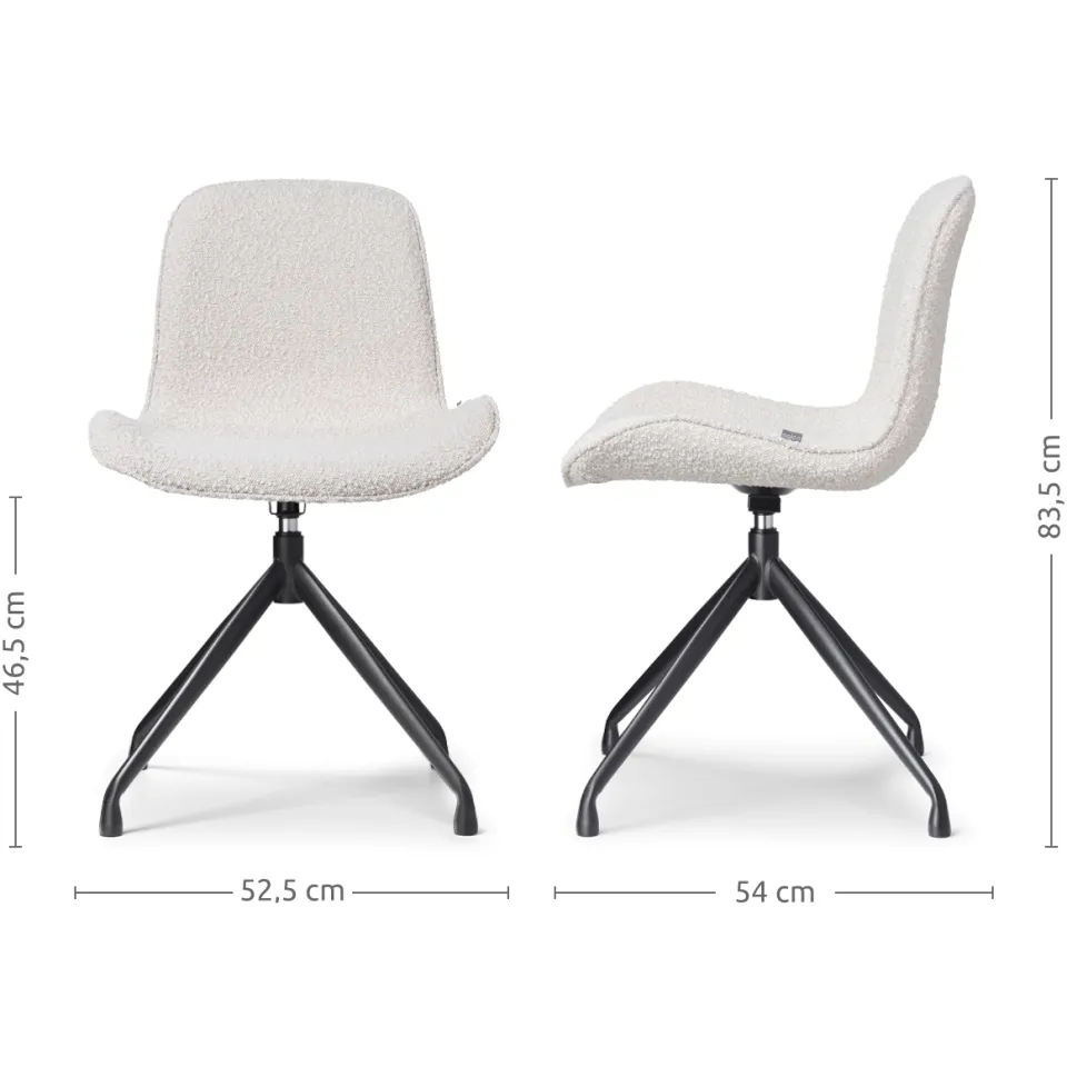 Nolon Nola-Fé draaibare eetkamerstoel bouclé beige - zwart onderstel, foto 3