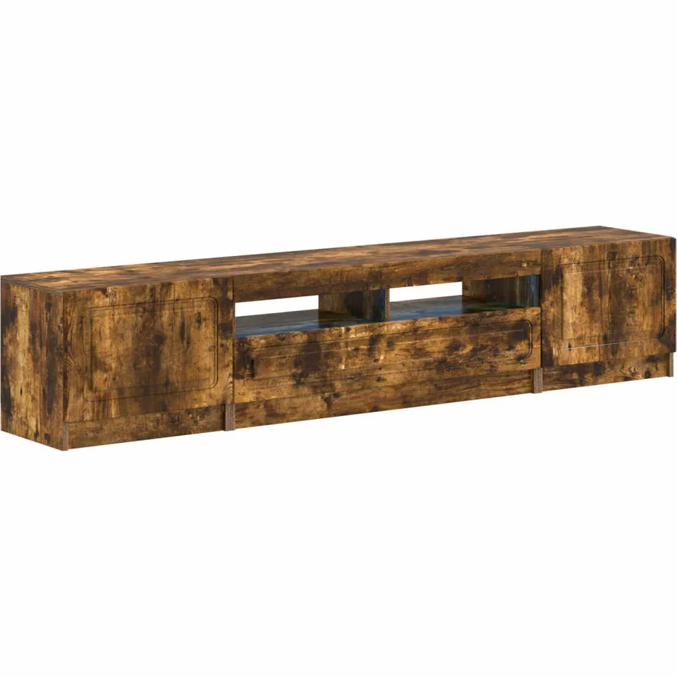 vidaXL LED tv-meubel UTRECHT 3 st Gerookt eiken Bewerkt hout Bruin