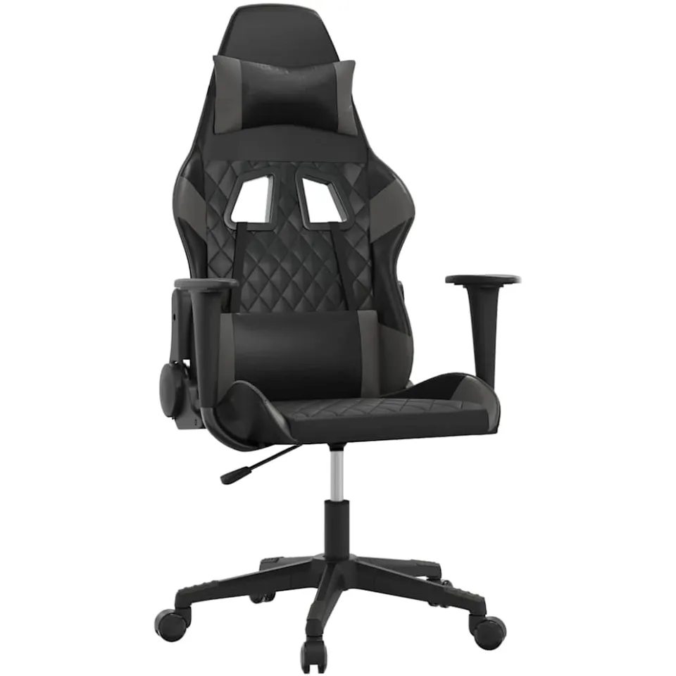 vidaXL Massage gamestoel kunstleer zwart en grijs, foto 3