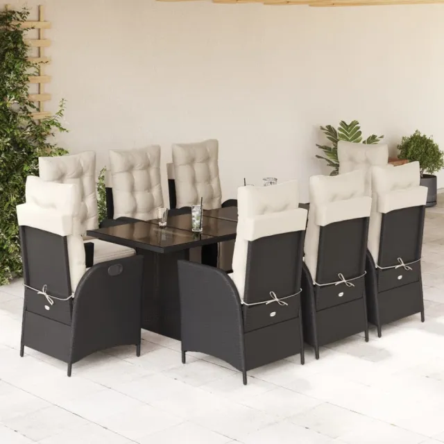 vidaXL 9-delige Tuinset poly rattan zwart, foto 2
