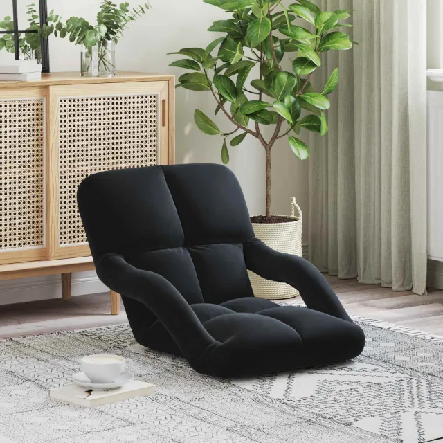 vidaXL Verstelbare vlo stoelen Zwart Fluweel, foto 2