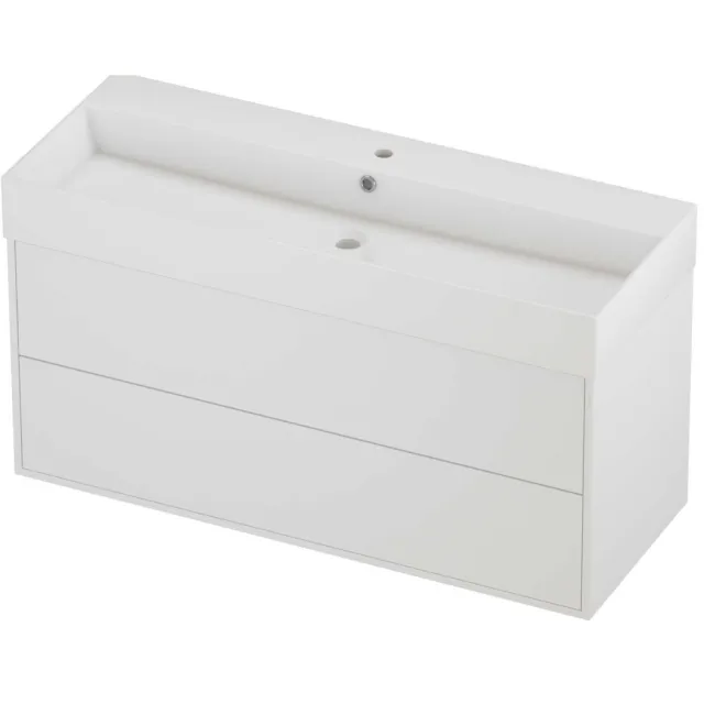 Proline Zara Badmeubelset Porselein Loft 1 Kraangat Voor Grepen 120x46x65 cm Glans Wit Mat White Mat Wit