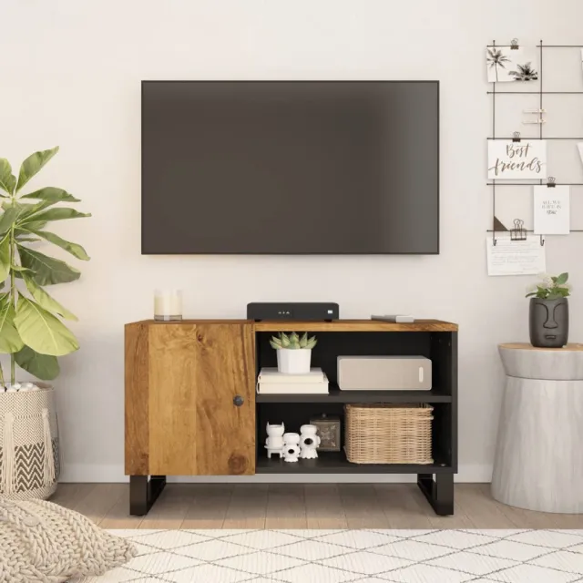 vidaXL Tv-meubel 80x33x46 cm massief mangohout en bewerkt hout bruin, foto 2