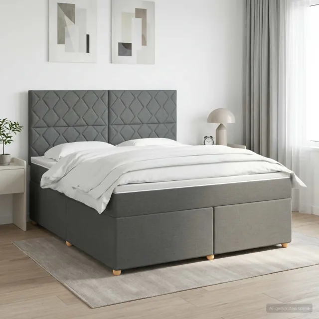 vidaXL Boxspringbed met matras Donkergrijs 180 x 200 cm Stof