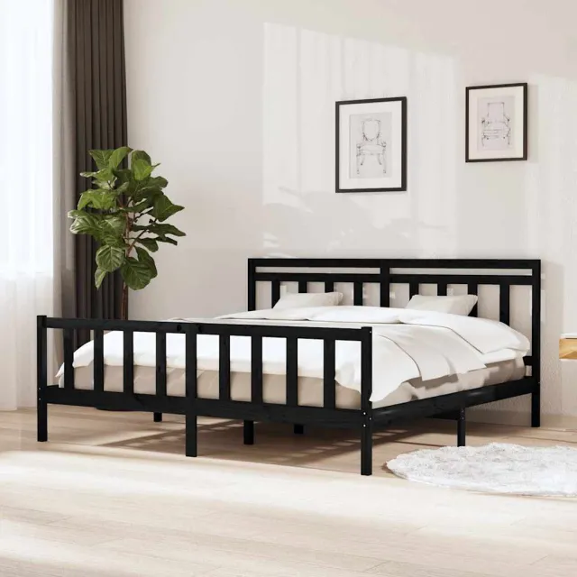 vidaXL Bedframes Zwart 200 x 200 cm Solid pine wood