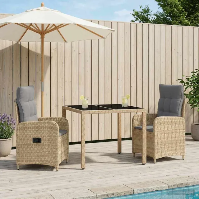 vidaXL Buiten eettafelset 3 st Beige en Licht Grijs 90 x 90 x 75 cm