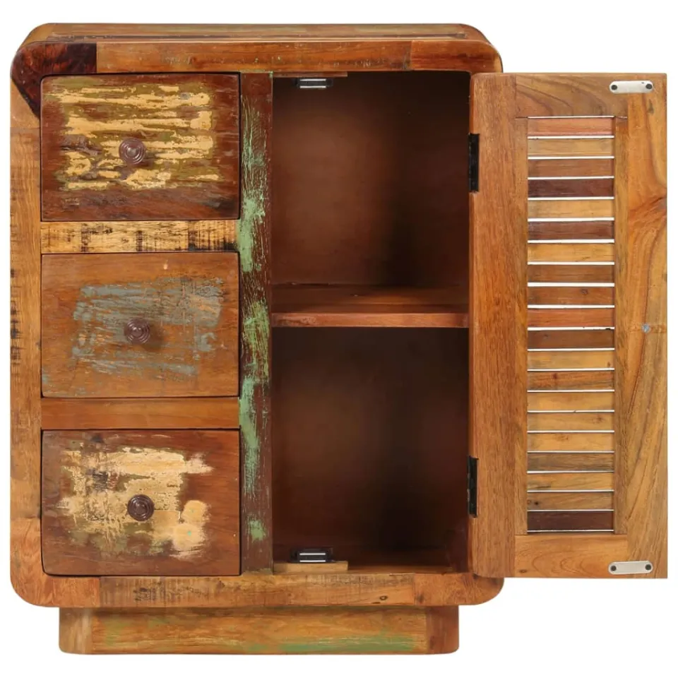 vidaXL Dressoir met 3 lades 55x30x70 cm massief gerecycled hout meerkleurig, foto 3