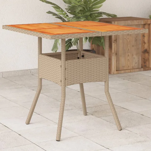 vidaXL Tuintafel 80x80x75 cm poly rattan en acaciahout beige, foto 2