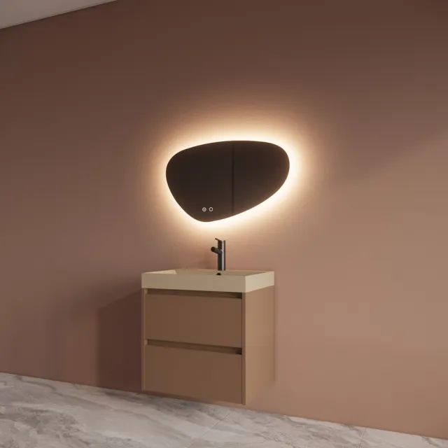 Boss & Wessing Badmeubelset BWS Riga Met Lako Wastafel Cappuccino 60 cm Latte