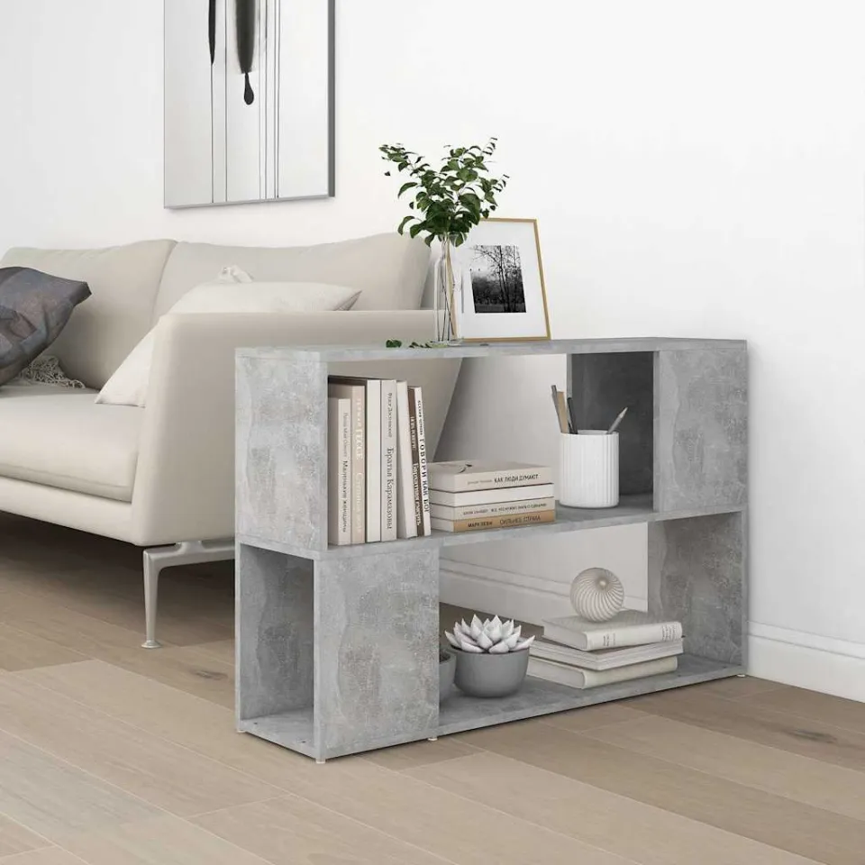 vidaXL Boekenkast 100x24x63 cm bewerkt hout betongrijs grijs, foto 3