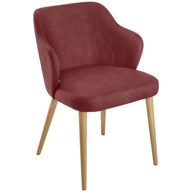 Vega Gestoffeerde stoel Katya kunstleer; 55x58x81 cm (BxDxH); zitting bordeaux, frame bruin