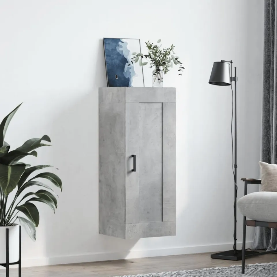 vidaXL Wandkast 34,5x34x90 cm bewerkt hout betongrijs grijs, foto 3
