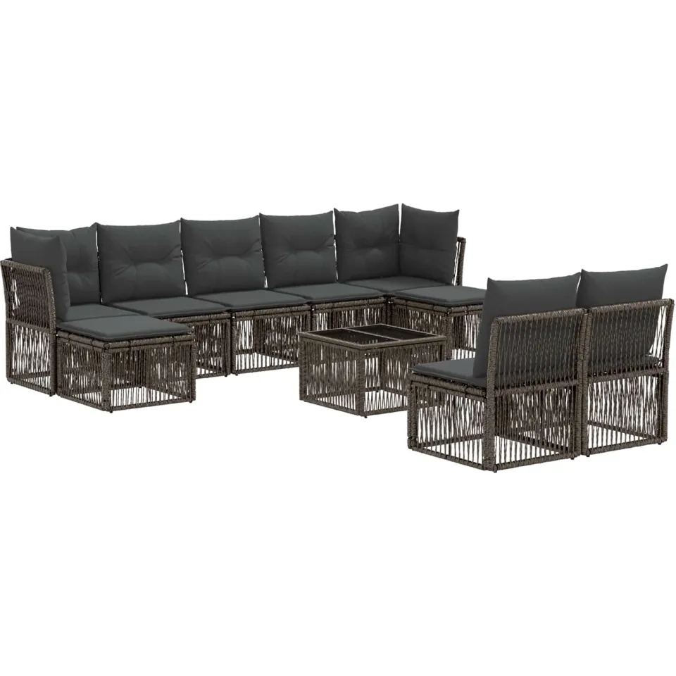vidaXL Tuinbankenset 10 st Grijs poly rattan, foto 3