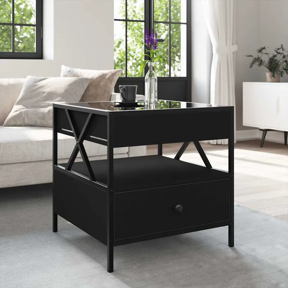 vidaXL Salontafel met Infinity LED 50x50x51 cm zwart, foto 4