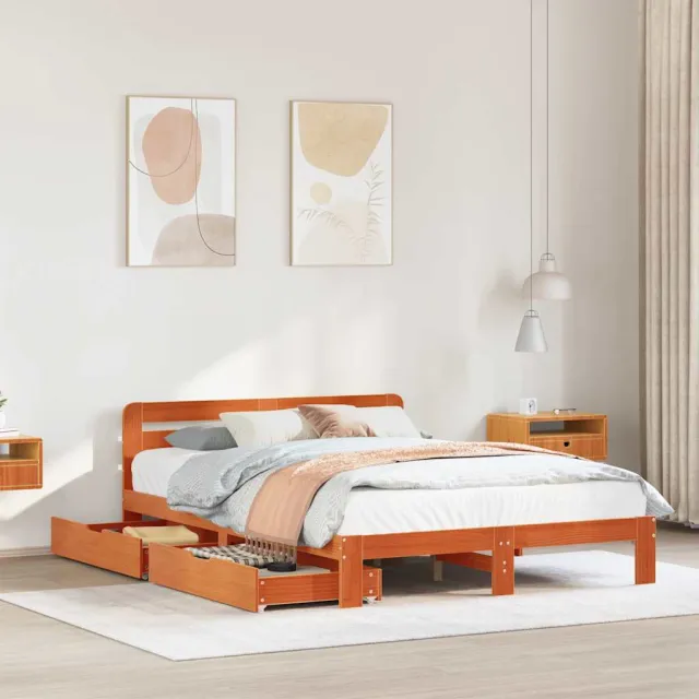 vidaXL Bedframe zonder matras massief grenenhout wasbruin 120x200 cm