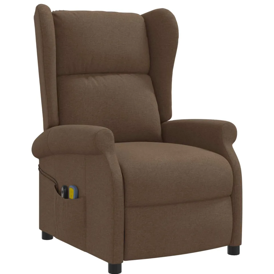 vidaXL Elektrische massage fauteuil met hoge rugleuning Bruin Stof