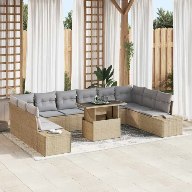 vidaXL Tuin Sofa Set 11 st Beige poly rattan, foto 2
