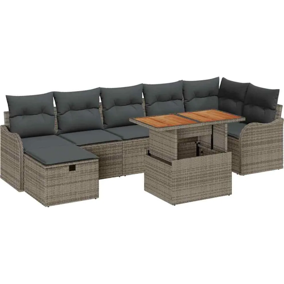 vidaXL Tuin Sofa Set 8 st Grijs Poly riet