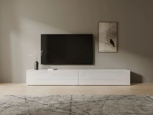Mobistoxx Tv-meubel KINGSTON 2 klapdeuren 210 cm wit/hoogglans wit