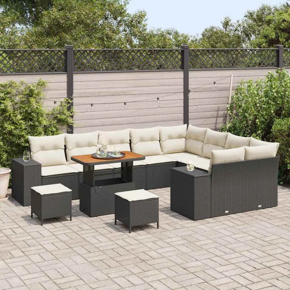 vidaXL Tuin Sofa Set 12 st Zwart poly rattan, foto 3