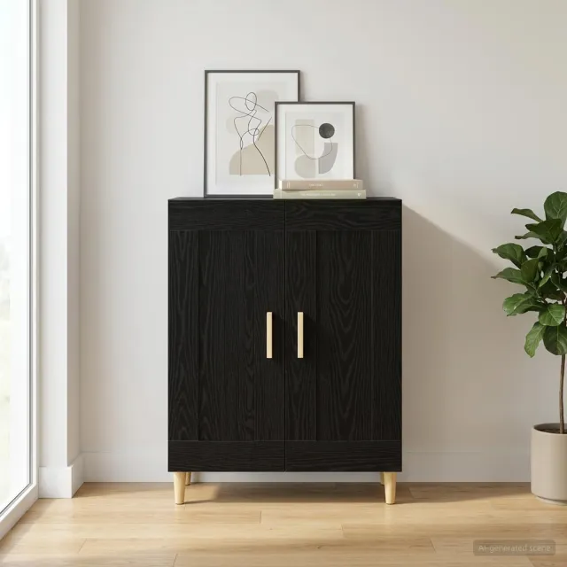vidaXL Dressoir Zwart eiken 69,5 x 34 x 90 cm Bewerkt hout, foto 2