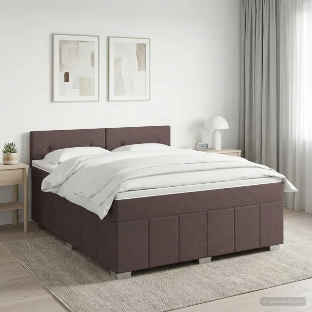 vidaXL Boxspringbed met matras Donkerbruin 140 x 200 cm Stof