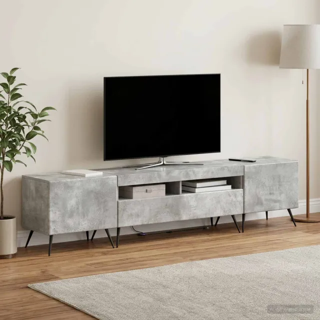 vidaXL LED tv-meubel BREDA 3 st Betongrijs Bewerkt hout grijs, foto 2