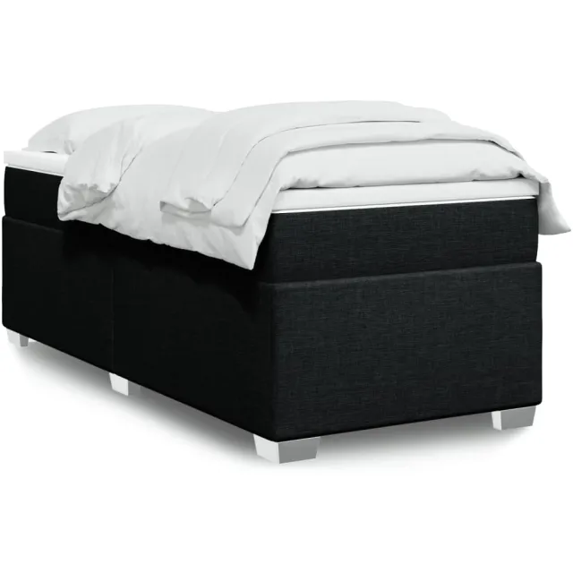 vidaXL Boxspring met matras stof zwart 100x200 cm