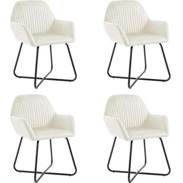 vidaXL Eetkamerstoelen 4 st fluweel crèmekleurig