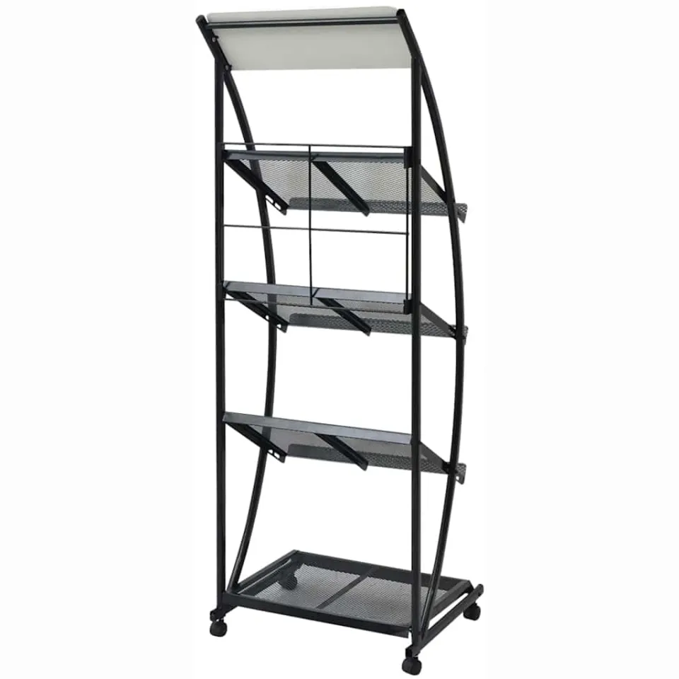 vidaXL Tijdschriftenrek zwart en wit 47x40x134 cm A4, foto 2