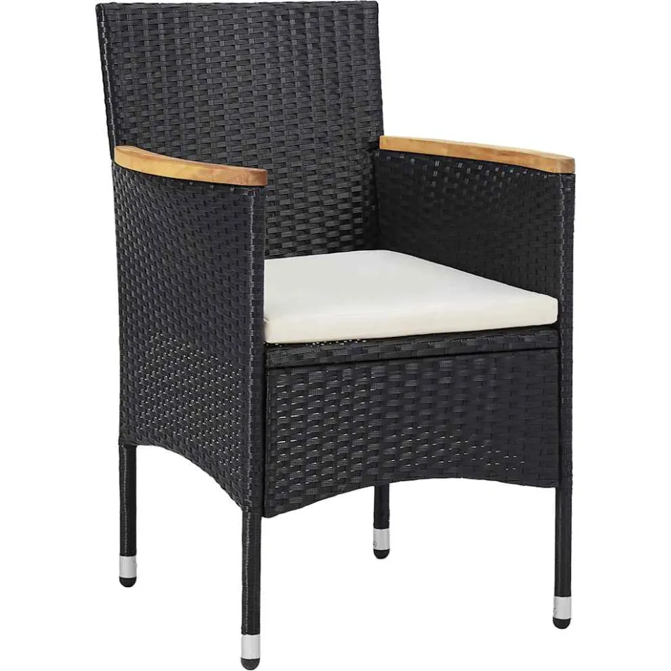 vidaXL 5-delige Tuinset poly rattan zwart