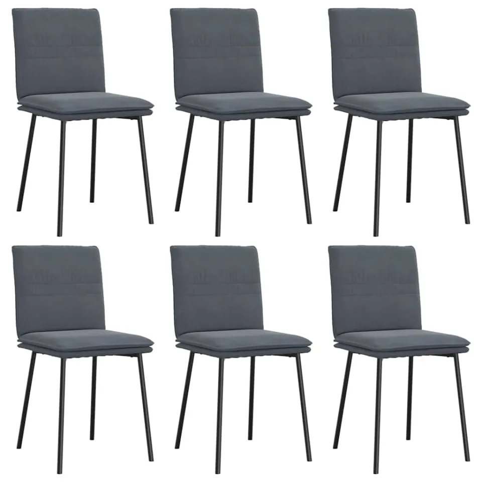 vidaXL Eetkamerstoelen 6 st fluweel donkergrijs grijs, foto 3