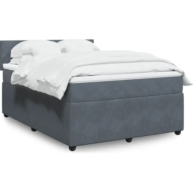vidaXL Boxspring met matras fluweel donkergrijs 160x200 cm grijs