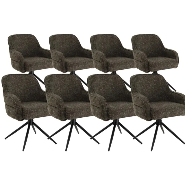 DS4U Loisa armstoel met terugdraaifunctie - Set van 8 - Groen - Stof