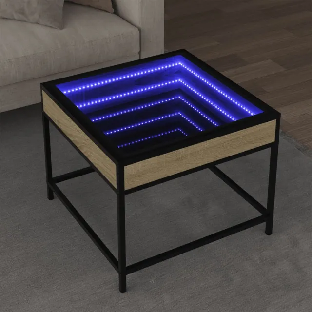 vidaXL Salontafel met Infinity LED 50x50x41 cm sonoma eikenkleurig Bruin