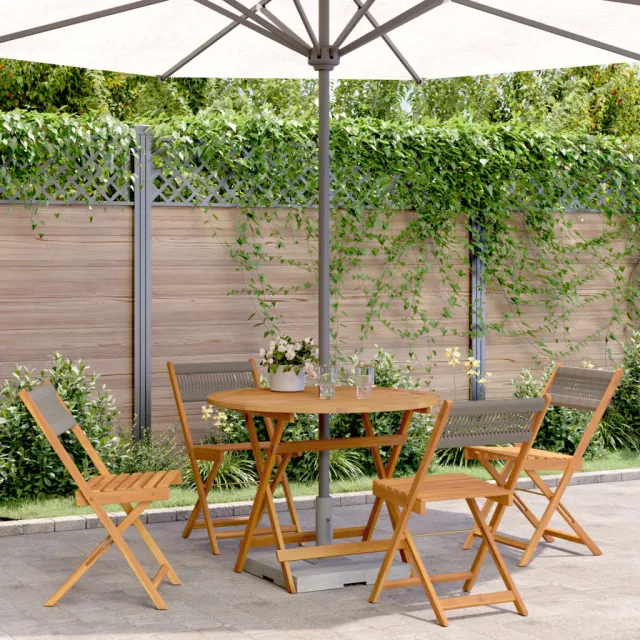 vidaXL 5-delige Tuinset polypropeen en massief hout grijs, foto 2