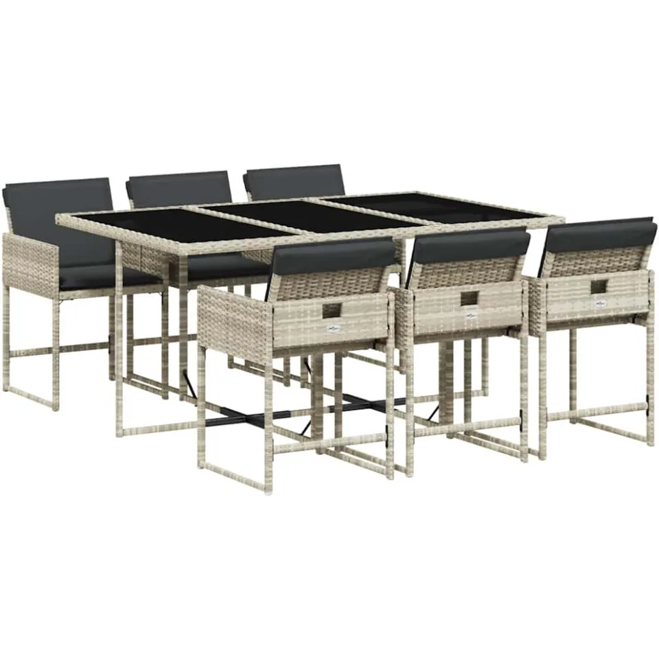 vidaXL 7-delige Tuinset met kussens poly rattan grijs, foto 3