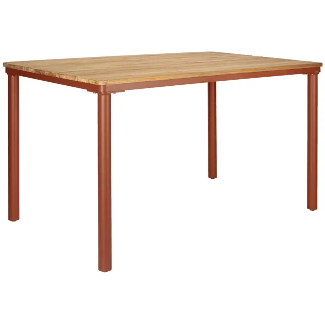 Vega Buitentafel van teakhout Zolia rechthoekig; 130x80x76 cm (LxBxH); Tafelblad bruin, frame roestbruin; rechthoekig