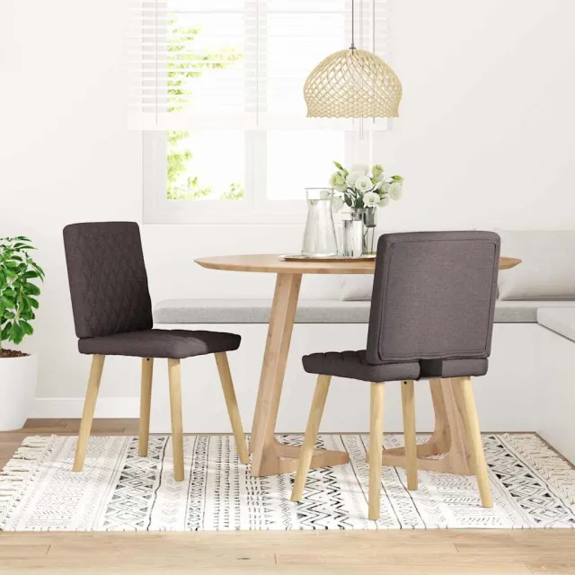 vidaXL Eetkamerstoelen 2 st stof donkerbruin