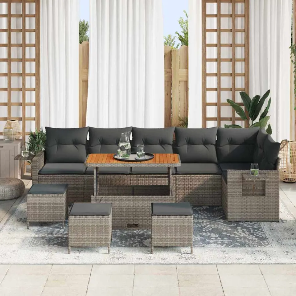 vidaXL Tuinbankenset 12 st Grijs poly rattan, foto 3