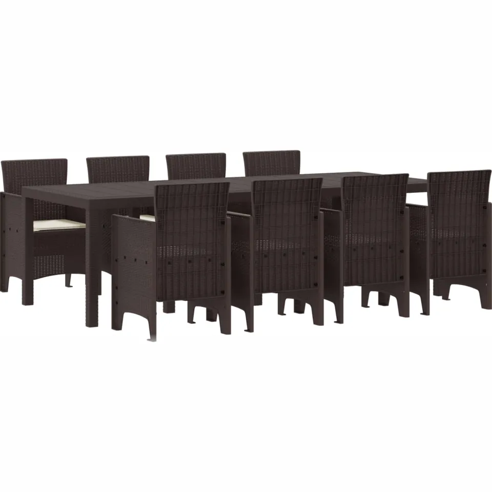 vidaXL Tuin Eetset 9 st Bruin Polypropyleen